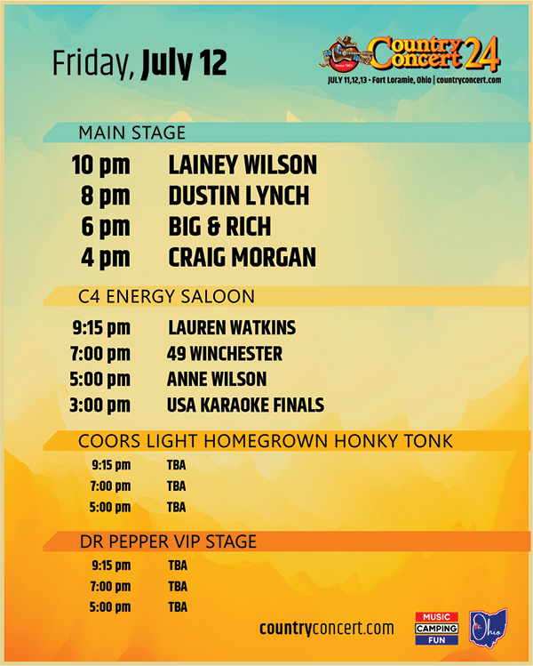 Country Concert Schedule