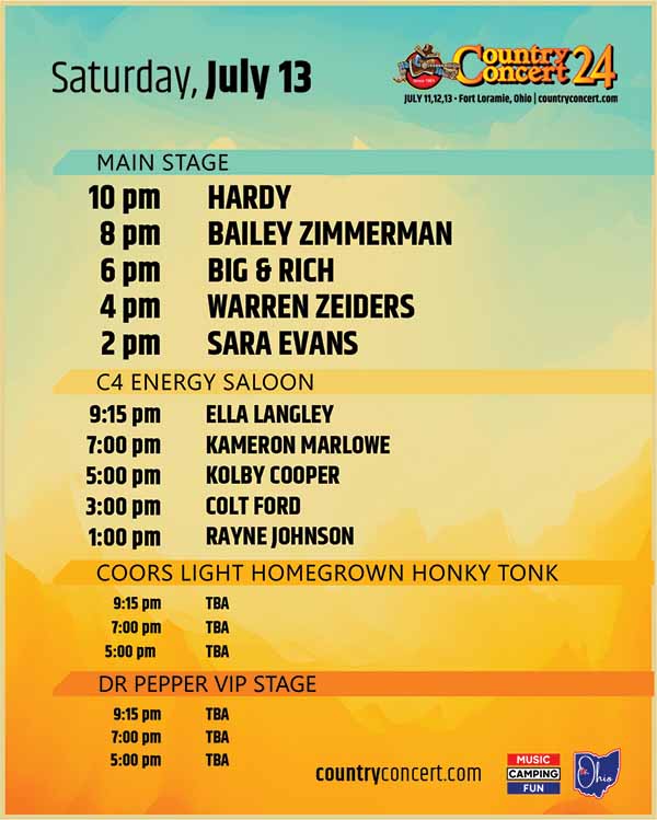 Country Concert Schedule